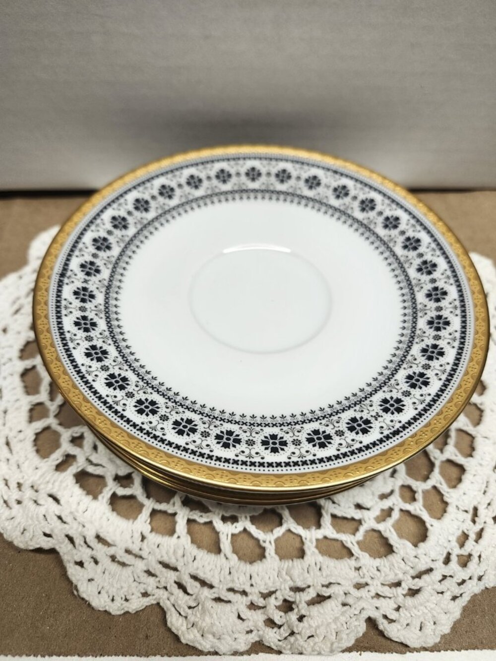 Noritake Scheherazade Set of 4 Fine China Saucer Replacements Gold Gilt